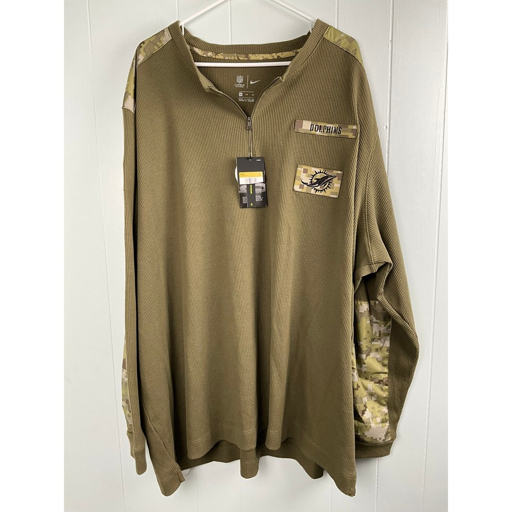 Nike Miami Dolphins Salute to‎ Service Quarter Zip Pullover Olive 4XL DC8061-222